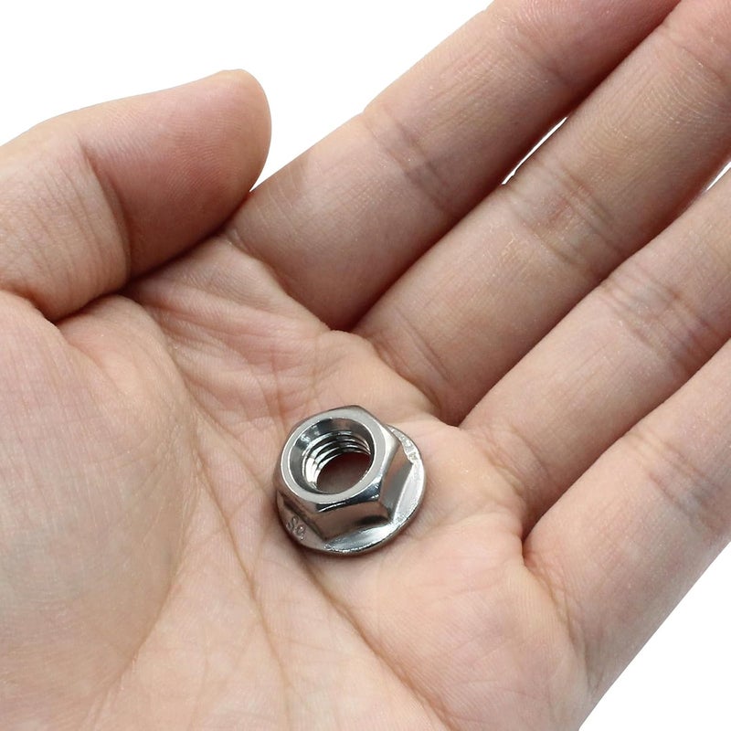 Dijedev M8/1.25mm Serrated Flange Hex Nuts, 25Pcs Hexagon Flange Nuts, 304 Stainless Steel 18-8, Full Thread, Hex Drive, Bright Finish - Image 4